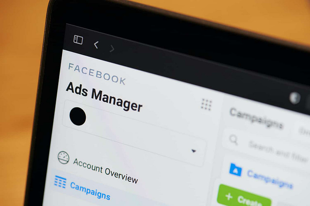 Capture of a computer screen showcasing the Facebook Ads Manager interface, spotlighting essential options such as 'Account Overview' and 'Campaigns.' Ideal for contractors seeking to rectify common Facebook Ad errors.