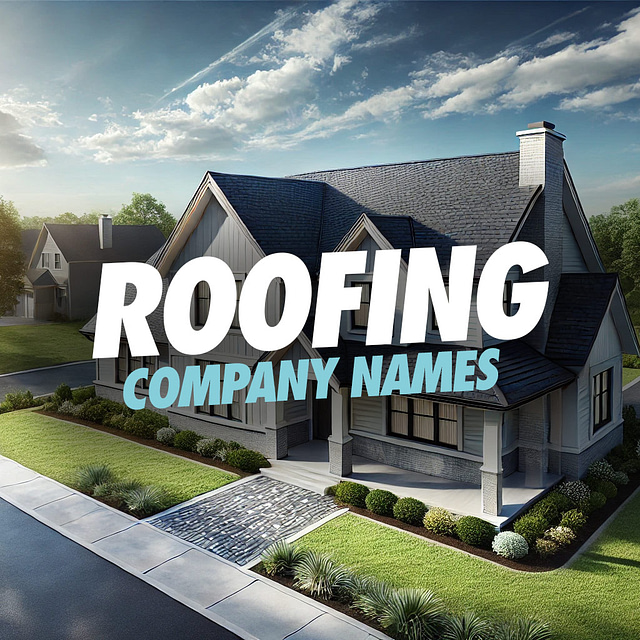Roofing Company Name Ideas - Discover Inspiring Roofing Company Name Ideas: Set against the backdrop of a well-maintained roof and partly cloudy sky, this image offers creative inspiration for your next business venture.